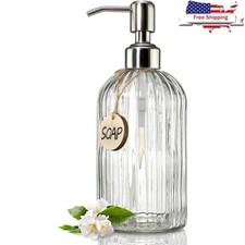 Elegant Glass Soap Dispenser W/ Stainless Steel Pump Kitchen  Bathroom New