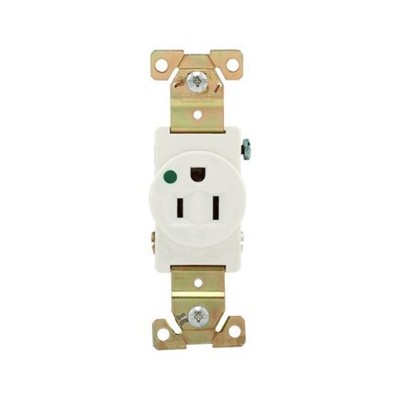 Eaton Wiring Devices 8210W - Recp HG Sgl 15A 125V 2P3W Str B/Swire WH - 1EA