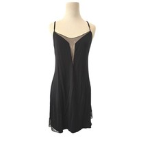 Victoria's Secret Black Silver Mesh Plunge Slip Dress Lingerie Mini S