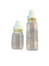 2- Vintage Evenflo Glass Baby Bottle Clear Embossed USA