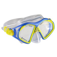 US Divers Admiral Snorkel Mask Adult, Pro Series Blue  Yellow, Clear Lens