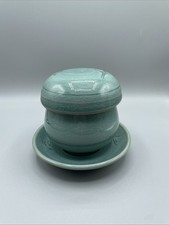 Asiatique céladon glaçage craquelé volant Phoenix nuage thé infuseur tasse assiette et couvercle 4p