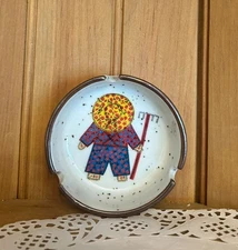 Vintage Ceramic Ashtray Farmer Patchwork Hat Kitschy Trinket Dish Jewelry Holder