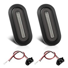6 Inch Oval LED Trailer Tail Lights, 114 LEDs Smoked Lens Red Stop Turn Signa...