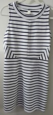 Old Navy White Navy Blue Stripe Knit Shift Dress Sleeveless M Petite Knee Length