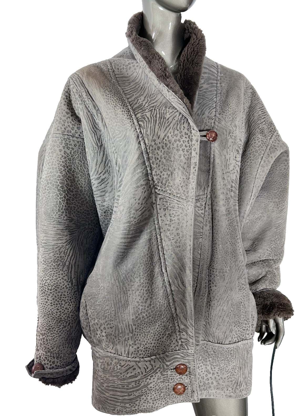 Genuine Shearling Coat Womens M Brown Suede Unbranded