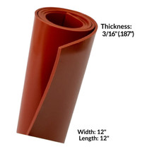 Silicone Rubber Sheet Solid 3/16" Thick x 12"wide x 12"Long High Temp Mat