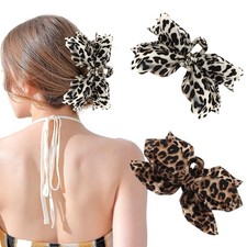 ANBALA 2Pcs Leopard Print Bow Claw Clips, Large Western Hair Clips for Thick ...