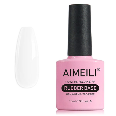 AIMEILI Clear Rubber Base Gel For Nails, Soak Off U V LED Hema Free 