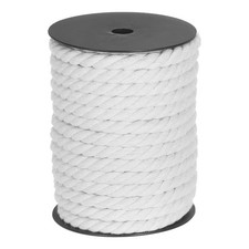 Cotton Rope 3 Strand Twisted Braided Rope Cord, White 23m 10mm