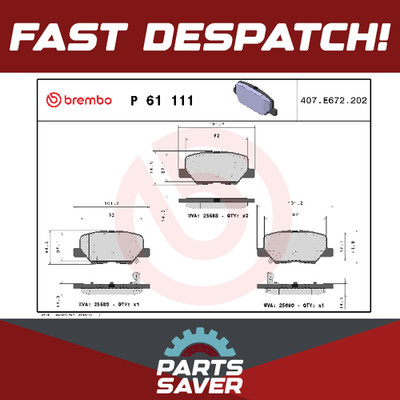 Brake Pads Set fits MITSUBISHI ASX GA 1.8D Rear 2012 on 4N13 Brembo 4605A802 New