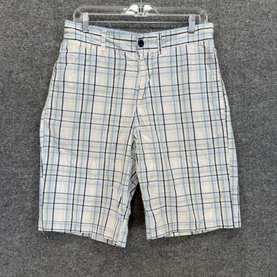 Canterbury Of New zealand Shorts Mens 32 Blue Plaid Flat Front Casual Rugby