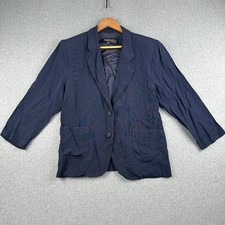 Rampage Blazer Womens Medium 7L4564 Navy Blue Animal Print Made in USA