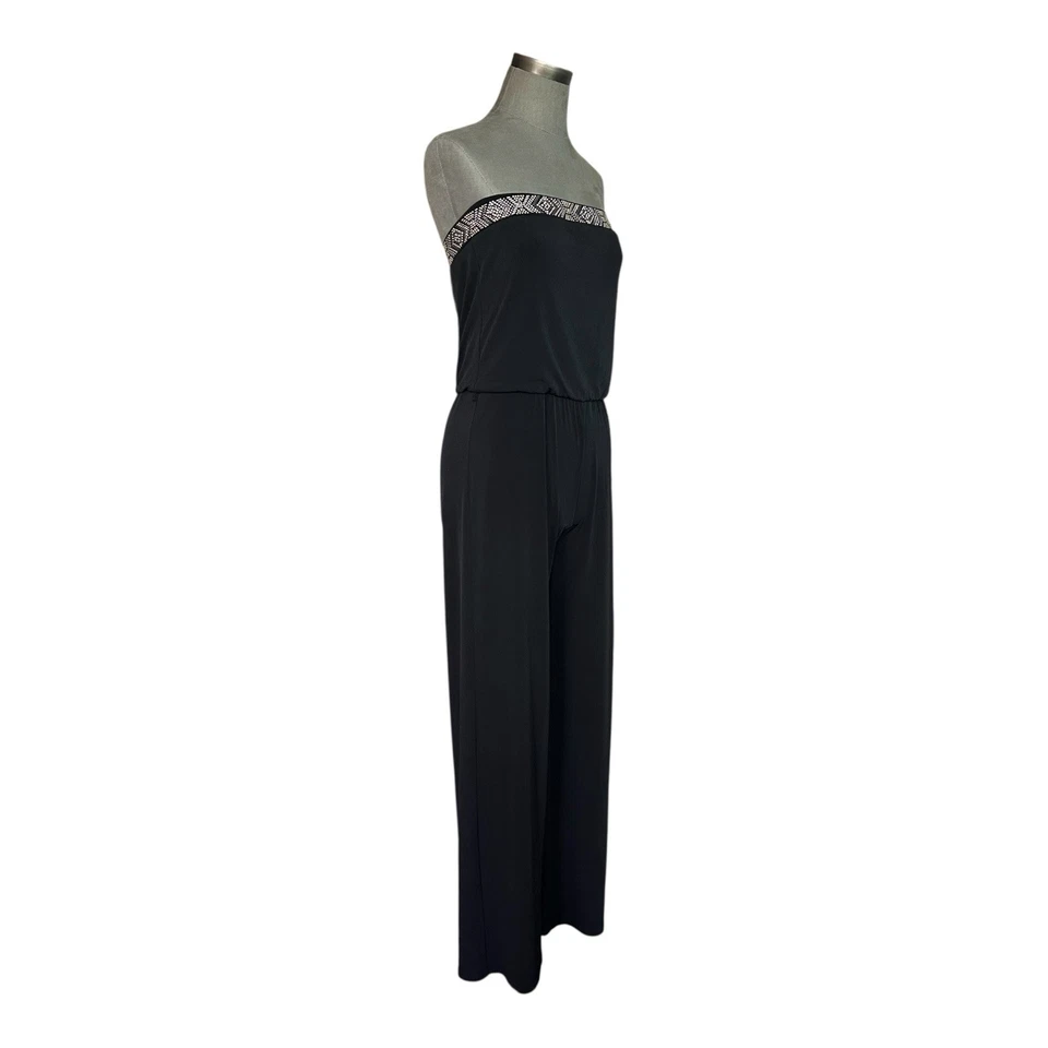 White House Black Market Strapless Embellished Black Jumpsuit Women’s Romper S 4 - Image 3 of 4