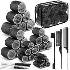 64 Pcs Self Grip Hair Rollers Set, 5 Sizes Rollers Hair Curlers with Clips Comb