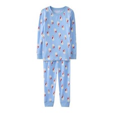 Hanna Andersson Light Blue Pajama Set with Snowman Print size 4 Soft NWT