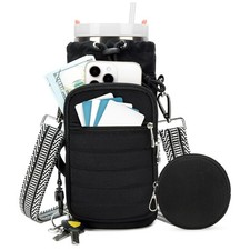 Water Bottle Carrier Bag with Adjustable Strap, Sling for Hiking, Cycling, 40oz
