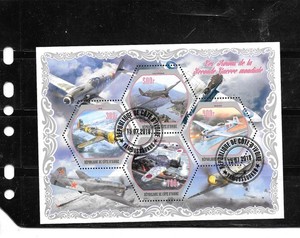 IVORY COAST 2018  WWII AIRPLANES CTO USED XF BEAUTIFUL TOPICAL SOUVENIR SHEET