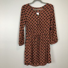 Peppermint Drop Waist Dress Womens Medium Dark Orange Navy Casual Autumn NWT