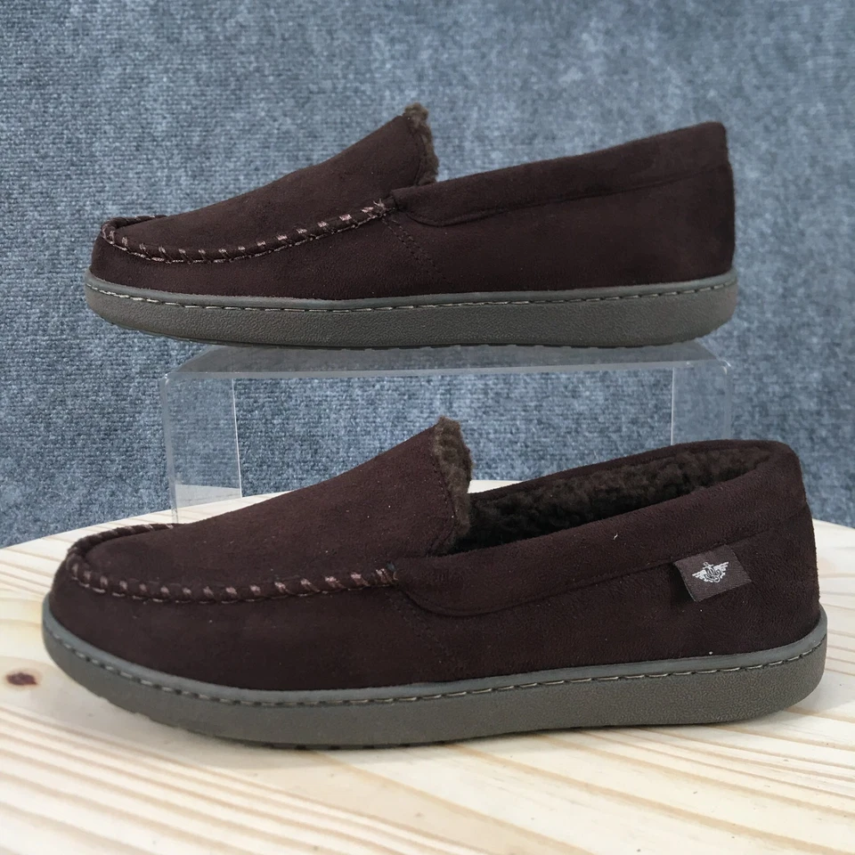 Dockers 拖鞋男式 7-8 M 莫卡辛棕色麂皮绒衬里人造毛皮懒人鞋 RN73639 — 第 2/4 张图片