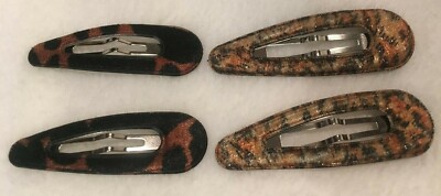 Leopard fabric hair clips (4) Hair Accessories