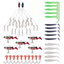 5 Arms Alabama Rig Fishing Lure Umbrella Rig w/Spinner for Striper Boat Trolling