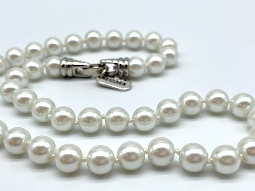 Hand Knotted Faux Pearl Necklace 16 