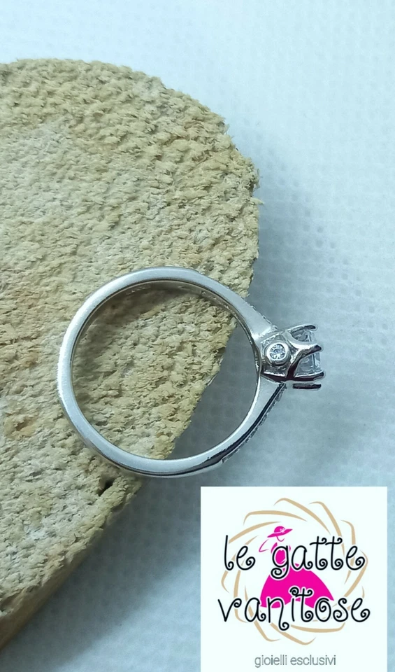 anello solitario argento 925 lucentezza oro bianco. anello misura 10 - Immagine 4 di 4