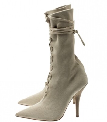 Yeezy Season Stretch Knit Socks Lace-up High Heel Ankle Boots