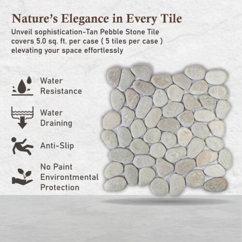 Tan Pebble Natural Stone Mosaic Wall & Floor Tile ($9.46/SqFt) - Picture 7 of 10