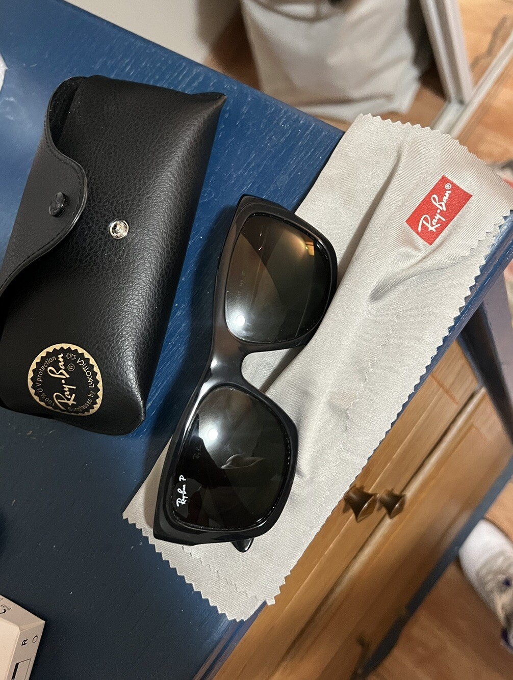 Ray-Ban RB4140 Wayfarer Sunglasses Black/Polarized Green