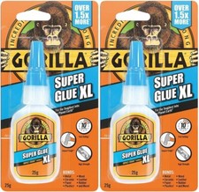 2x Gorilla Super Glue XL Metal Wood Ceramic Paper Leather Plastic Rubber 25g