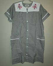 ANTHONY RICHARDS EMBROIDERED STRIPED HOUSE DRESS ROBE W/ POCKETS SIZE LG