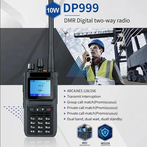 Radio digital DP999 DMR AES256 cifrado IP67 10W radio bidireccional de larga distancia - Imagen 1 de 10