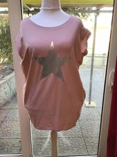 Foil star pale  pink longline t-shirt plus size