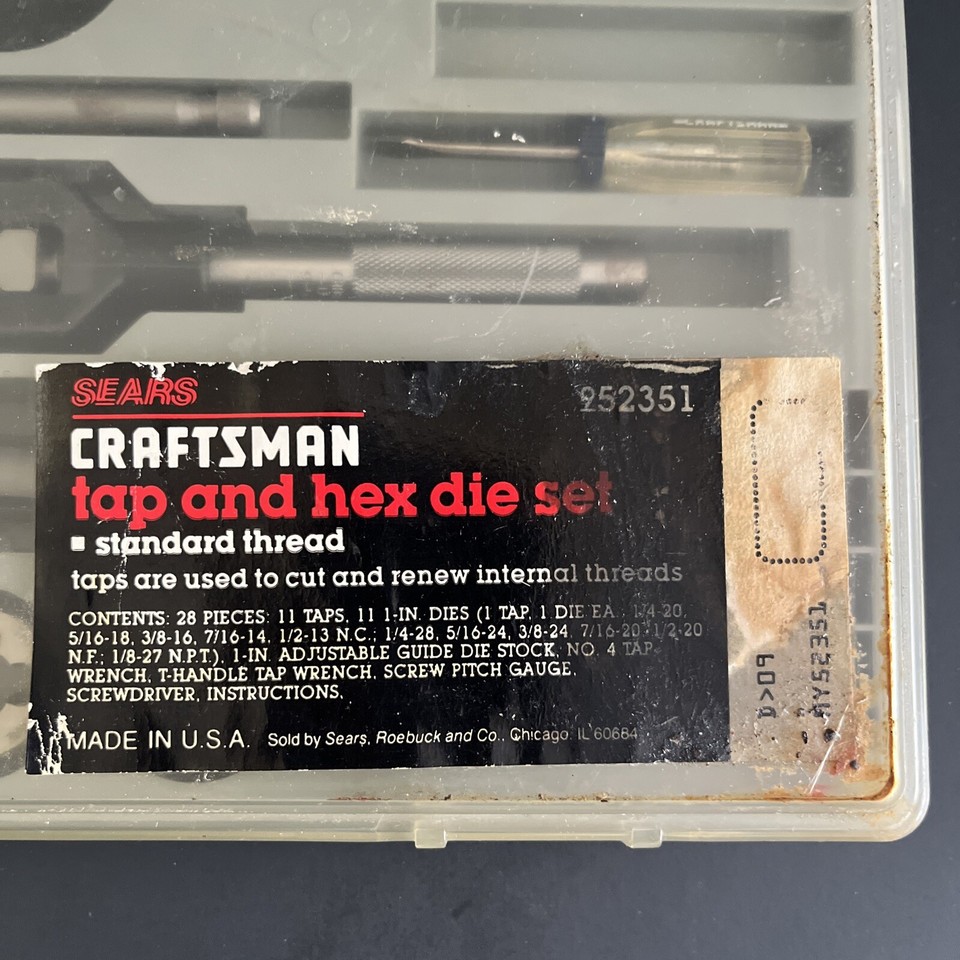 Vintage Craftsman Tap and Hex Die Set No. 952351 USA 27 piece eBay