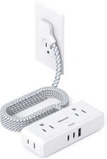 Power Strip, 4 Widely Outlets with 3 USB Ports (2 USB C) Flat Extension Cord 6 F