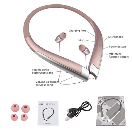 Wireless Headset HX 1100 Stereo V4.0 Headphone Binaural Earphones Part - Picture 8 of 13