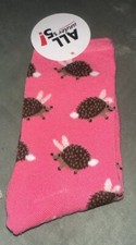 NEW Women HOLIDAY. Easter Porcupine Bunny Ears. Pink. Ladies CREW SOCKS