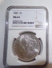 1887 Morgan Dollar MS 64 NGC Silver $1  Uncirculated