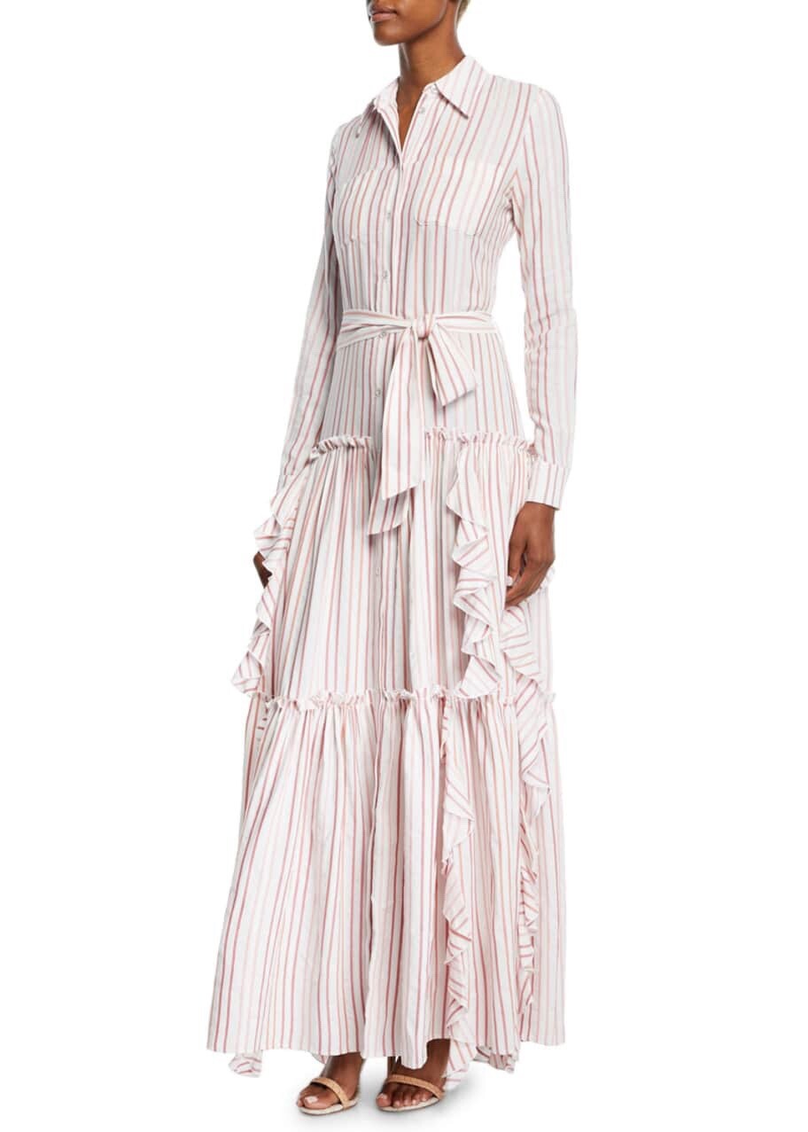 ALEXIS Maxi Dress Size S Pavilla Striped Tiered Ruffle Button Front $594-image