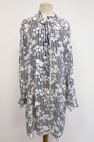 Michael Kors Damen Seiden Kleid Dress Blau Weiß Langarm Gr.L Neu