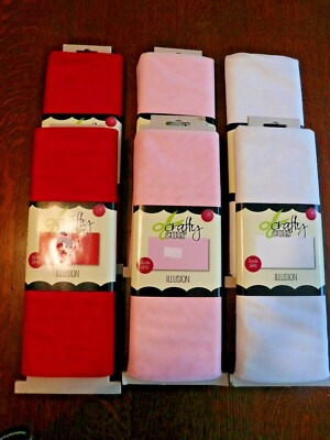 CHOICE OF 3 COLORS,CRAFTY CUTS ILLUSION, 2 YARDS EACH, LIGHT PINK, WHITE, RED
