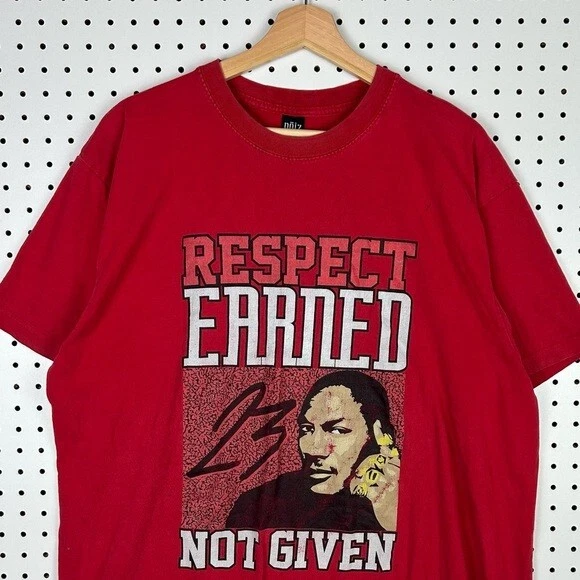 Vintage Michael Jordan T Shirt Earned Not Given Rap Tee Rings Chicago Bulls XL