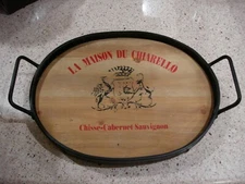 Rustic Cedar Wood w/Black Wrought Iron, Rimmed Tray "La Maison Du Chiarello"