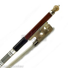 High Quality 4/4 Violin Bow Brazilwood Yak Horn Frog Abalone Silver Wrap White