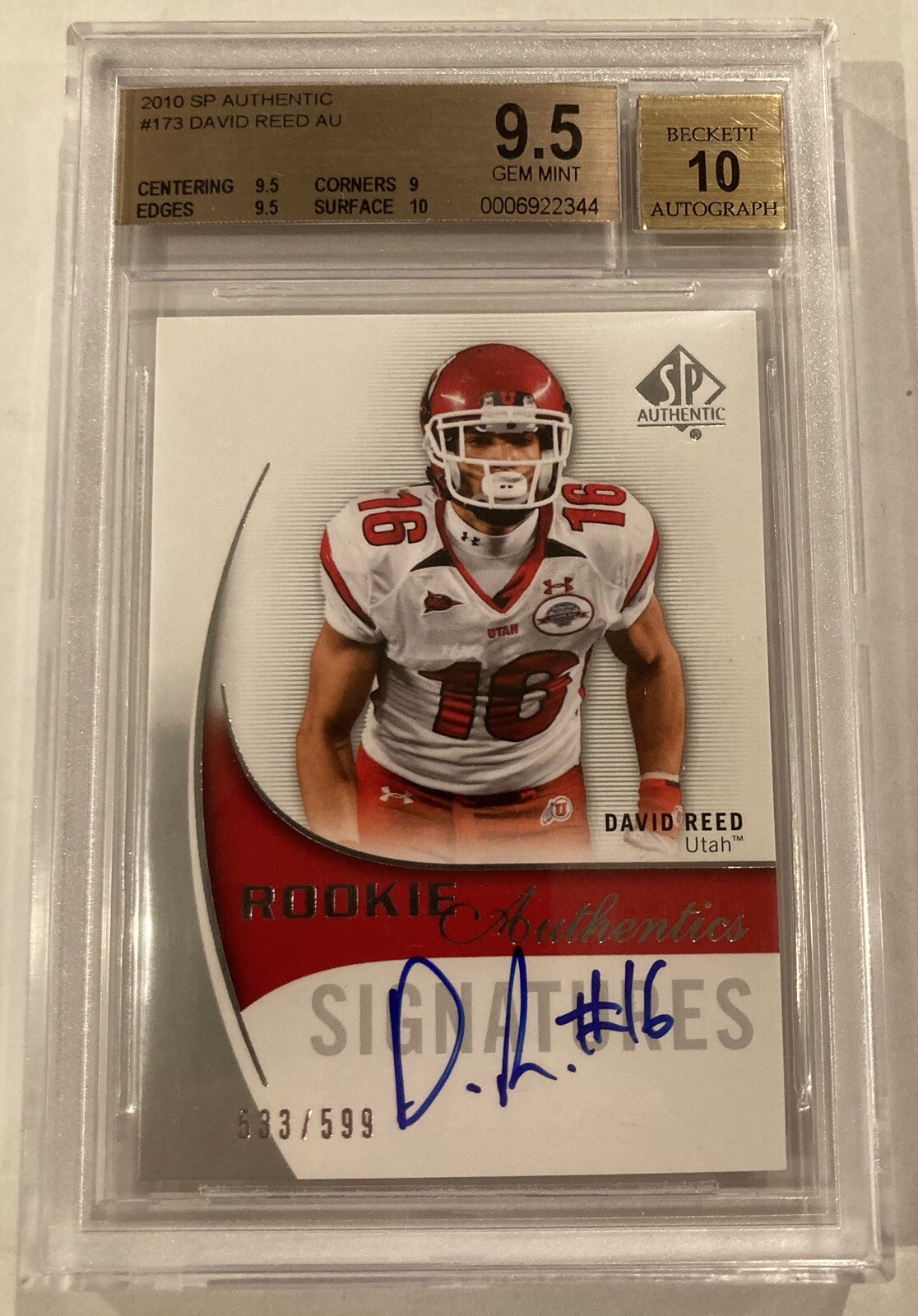 David Reed SP Authentic #173 Autograph