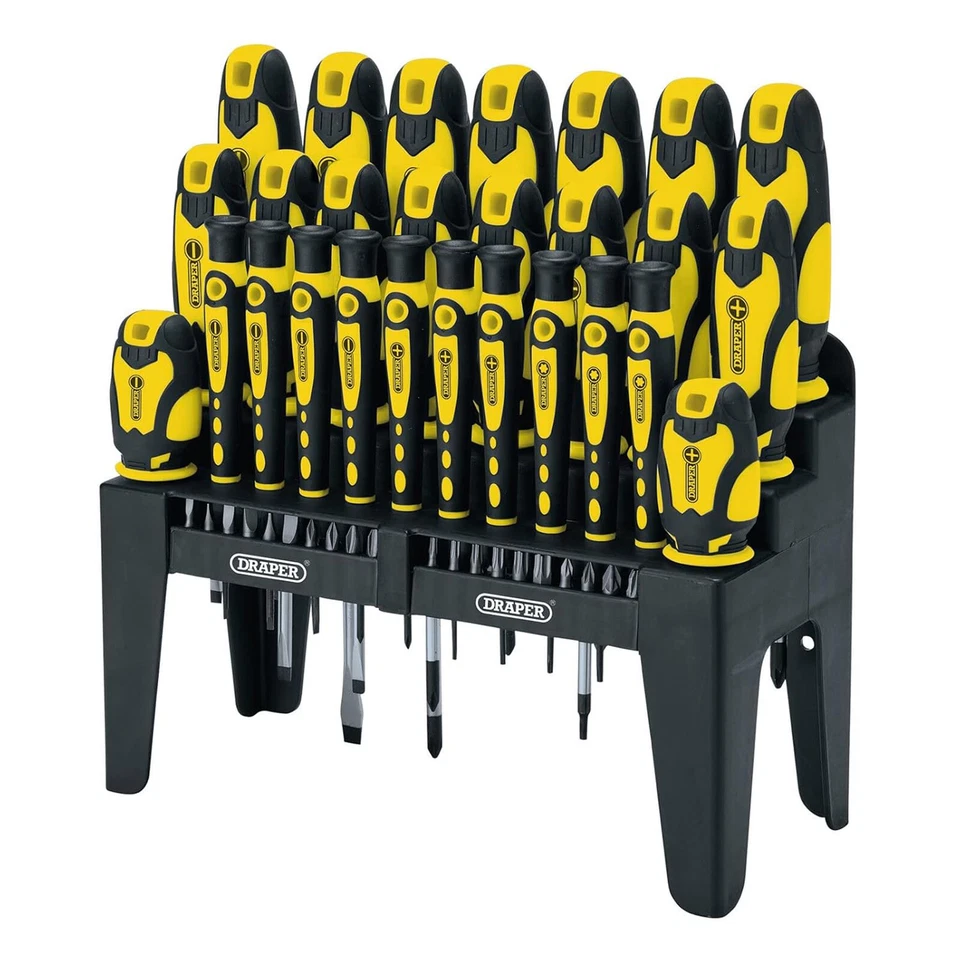 Draper Screwdriver & Bits Set 47pc Soft Grip c/w Stand Plain Slot PH PZ TX-STAR - Image 2 of 4