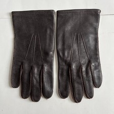 Vintage TexTan 80s Dark Brown Genuine leather Gloves Size M 9-9.5 EUC Lined