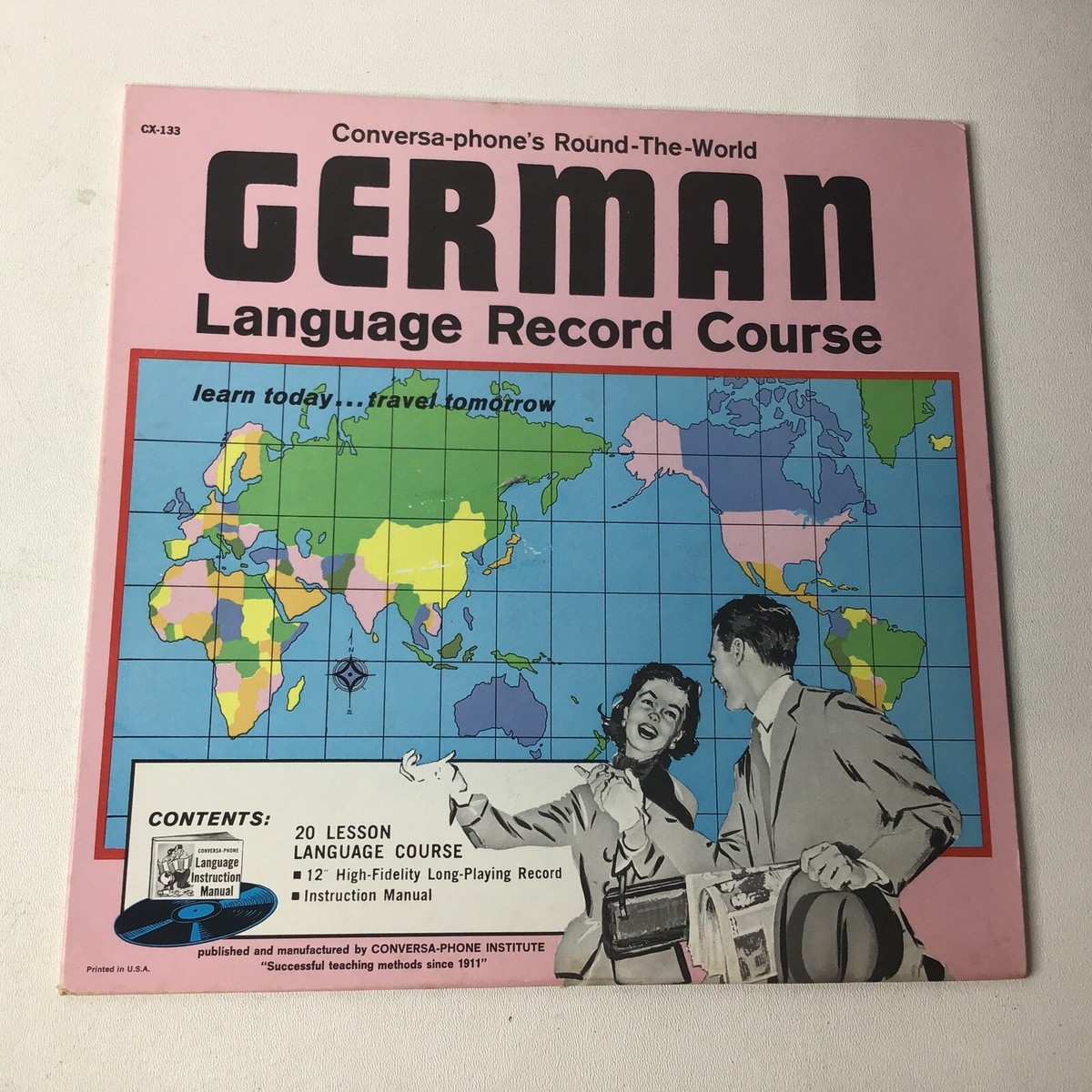 RARE GERMAN LANGUAGE RECORD COURSE Conversa-phone-the-world LP W